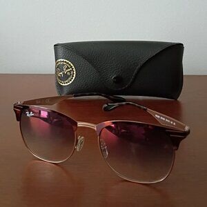 RAY-BAN RB 3538 9074/XO Clubmaster Copper Tortoise Blue Gradient Sunglasses